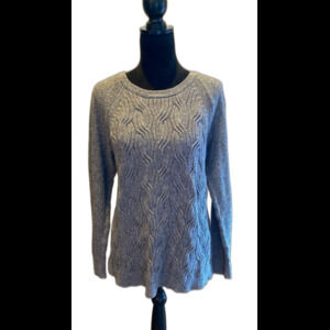 Sonoma Sweater Plus size XL Gray Crew Neck Unique Cable Knit Design 53% Cotton